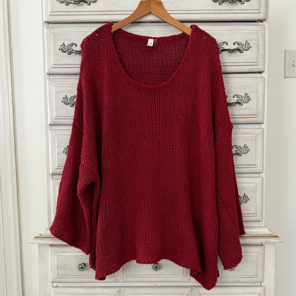 Vici Red Oversized Chunky Knit Sweater